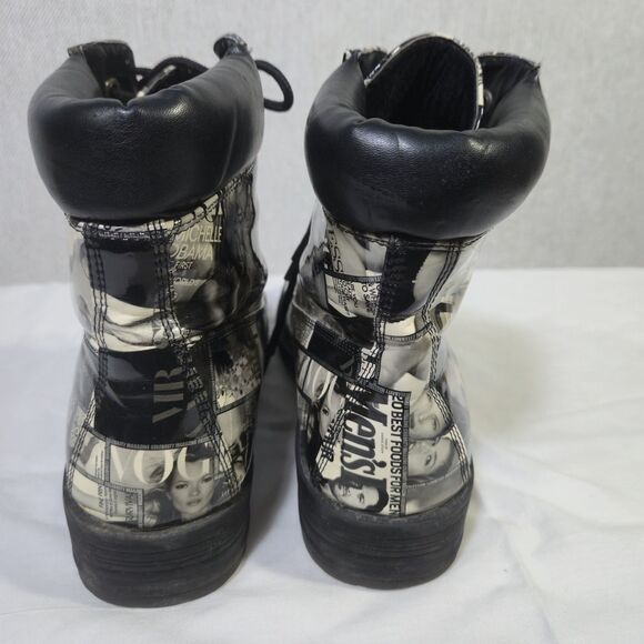 Shoe Republic LA Boots Vogue Magazine Size 8.5 Graphic Black White - Picture 8 of 16
